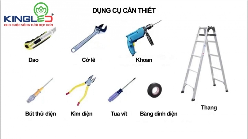 Dụng cụ cần thiết để lắp đèn ốp trần nổi